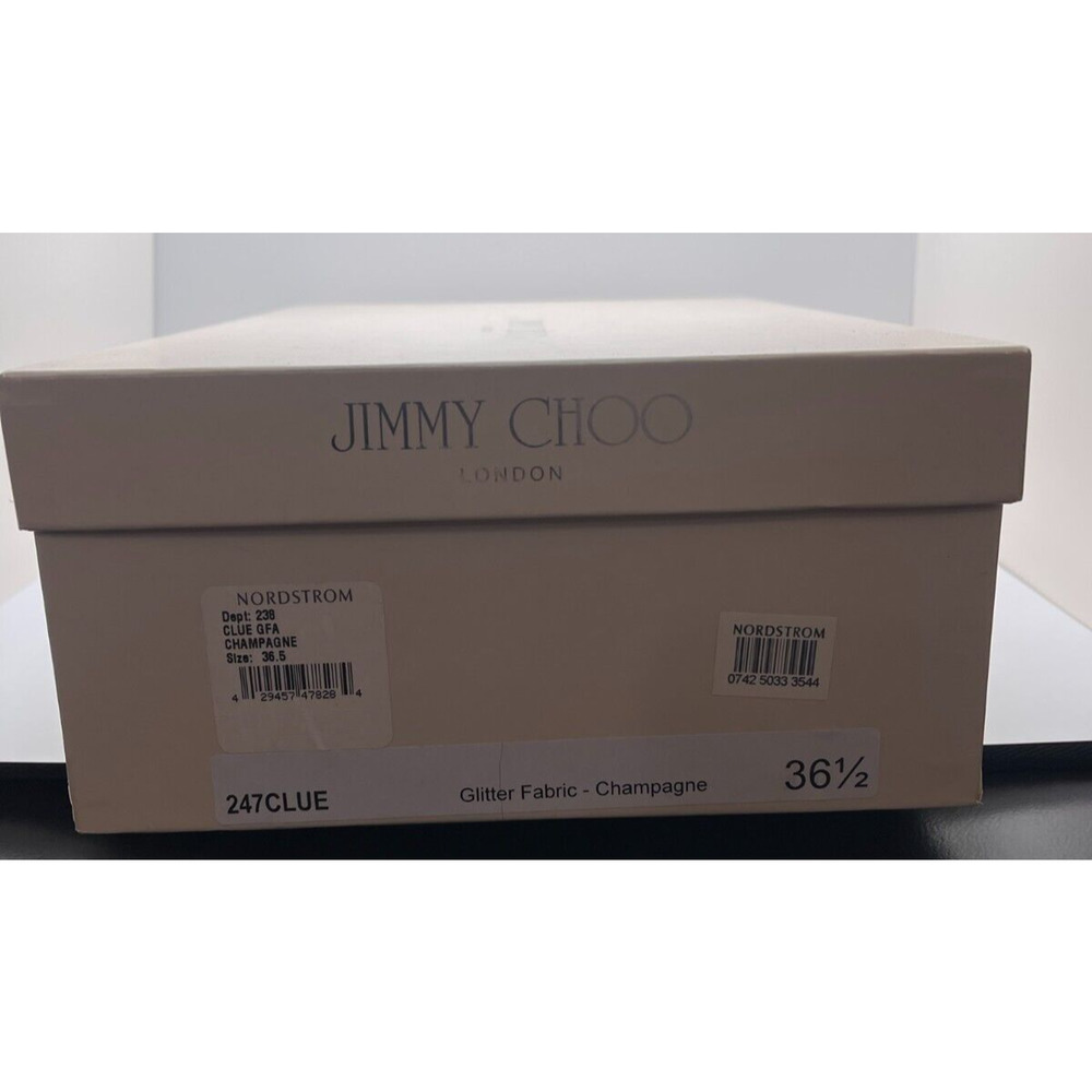 Jimmy Choo 36.5 / 6.5 Heels Peeptoe Nova Glitter Champagne Pumps Slingback + BOX - Picture 13 of 15